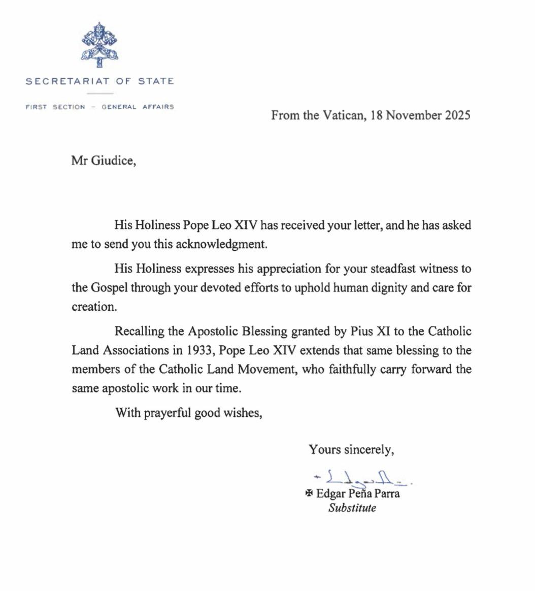 Papal Blessing Letter
